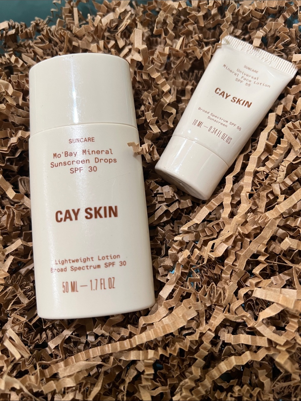 New Full Size Cay Skin MO'BAY MINERAL SUNSCREEN Drops SPF 30 & SPF 55 Sample
